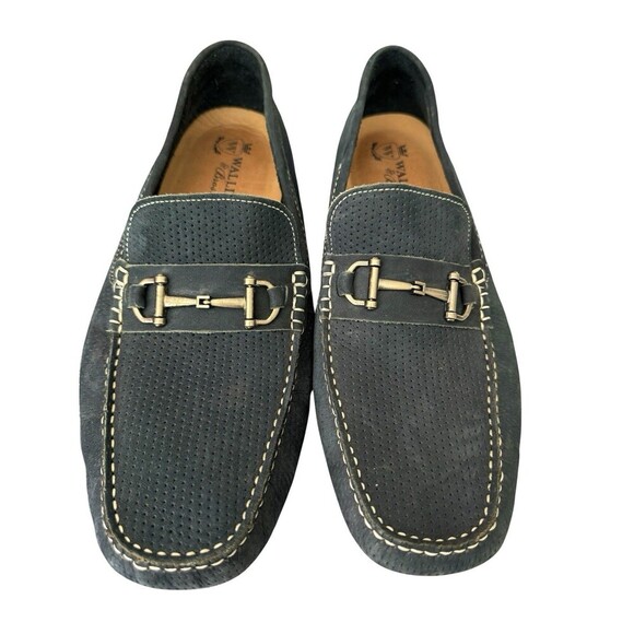 Men’s Size 15 Navy Blue Nubuck Suede Leather Shoes Horsebit Buckle Loafers main image 5
